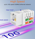 Rapink Soporte de conector Keystone RJ45 Cat6 10G, conectores Keystone UTP 100 unidades para placa de pared y panel de conexiones, Rj45 Keystone 90 grados color blanco para cableado Cat6, Cat5e, Cat5