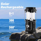 Lámpara Lichamp Linterna solar plegable portátil para campamento, linterna LED recargable por USB, kits de supervivencia para cortes de energía, suministros de huracán, emergencia, interior y exterior