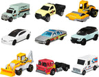 Matchbox Paquete de 9 autos de juguete fundidos a presión a escala 1:64, camiones de construcción o basura, vehículos de rescate o aviones (los estilos pueden variar)