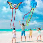 Cometas grandes de pulpo para niños y adultos, cometa grande para principiantes, cometas para niños de 4 a 8 años, actividades al aire libre con línea y mango
