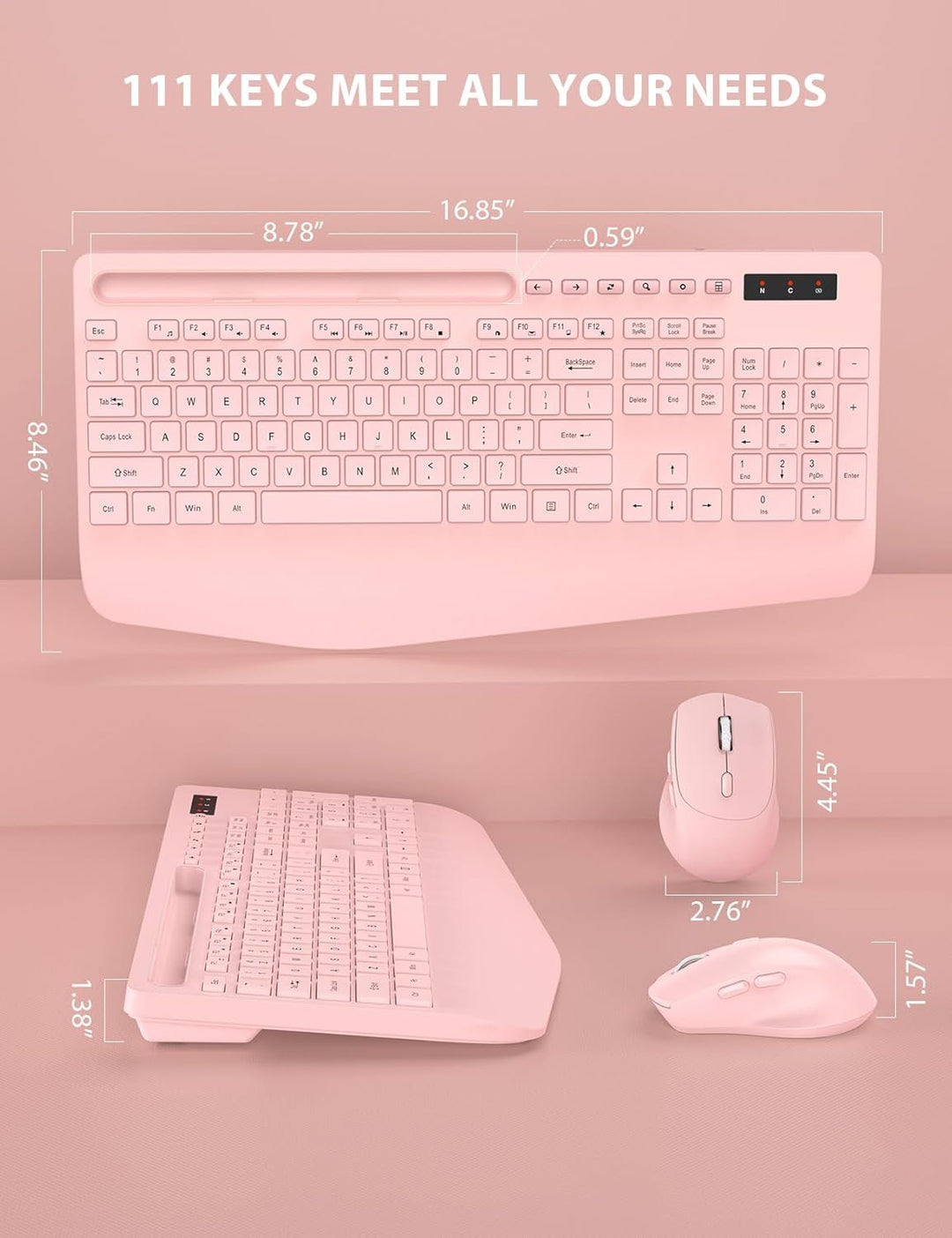 Combo de teclado y mouse inalámbrico - Teclado ergonómico de tamaño...