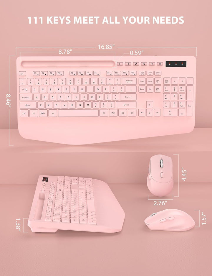 Combo de teclado y mouse inalámbrico - Teclado ergonómico de tamaño...