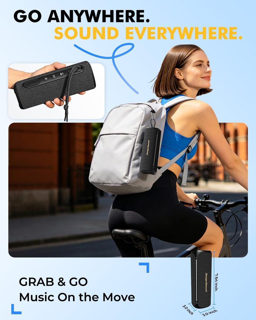 Altavoz Bluetooth inalámbrico portátil, altavoz impermeable IP67 pa...