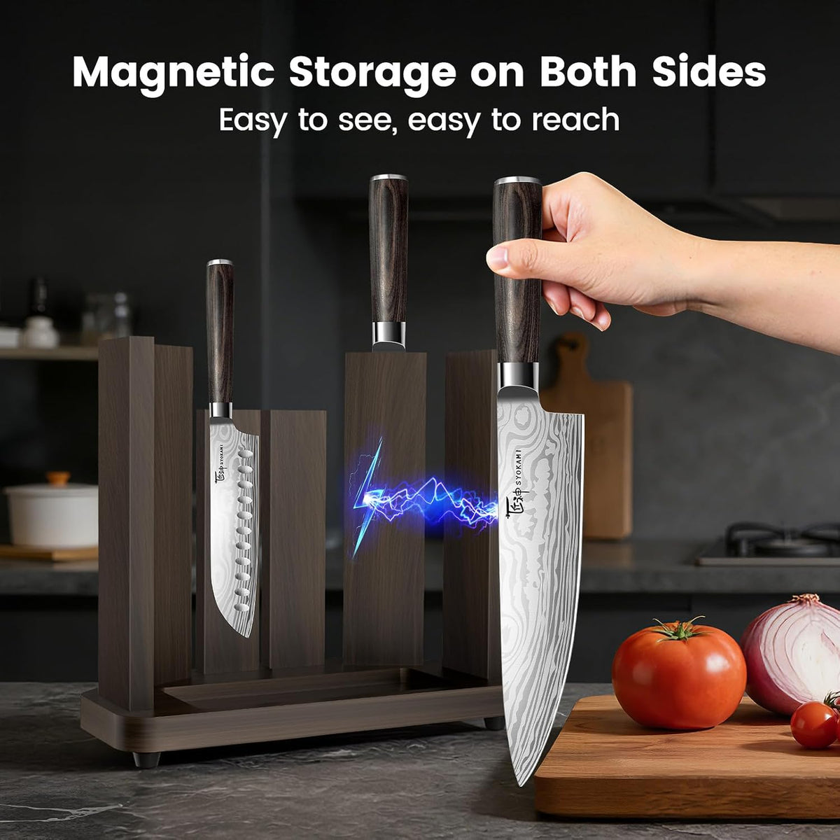Juego de cuchillos de cocina de 15 piezas con bloque magnético