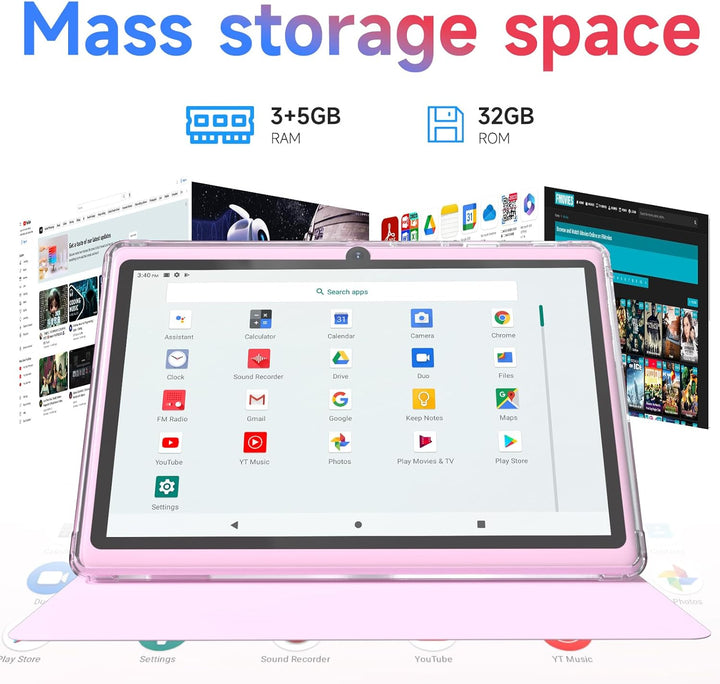 Tablet Android 14 de 7 pulgadas con estuche, 8 GB de RAM 32 GB de R...
