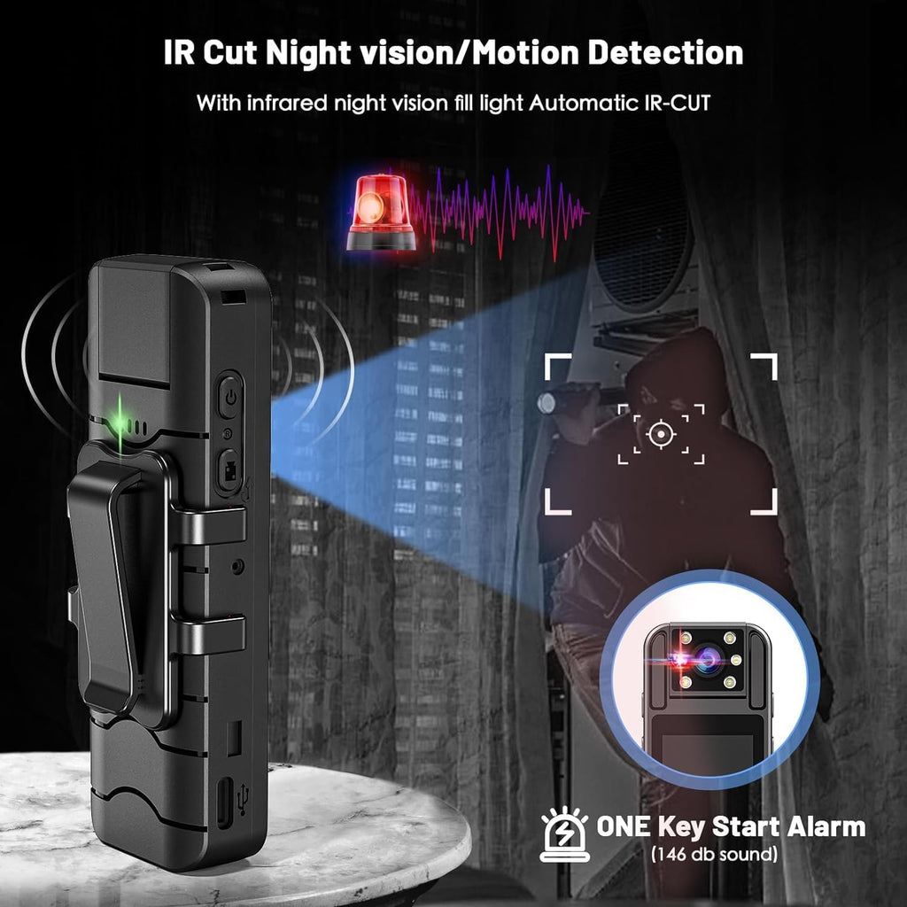 kaysunlink Cámara corporal con grabación de audio y video 1080P FHD Mini Policía Portátil Pequeña Cámara Personal Usable en el Cuerpo Videocámara de Acción Deportiva para Exteriores Grabadora de Video