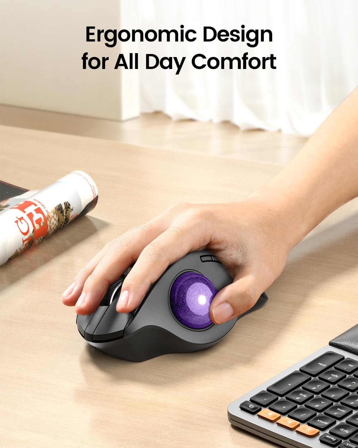 ProtoArc Ratón Trackball Inalámbrico, EM01 NL Ergonómico Bluetooth...