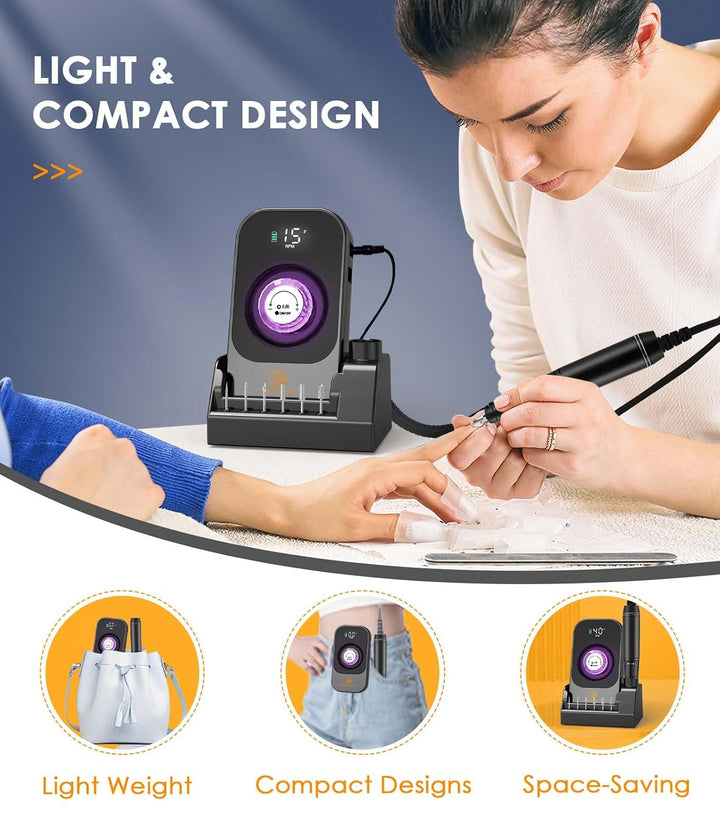 Lima de uñas eléctrica portátil: 40000RPM Lima de uñas profesional...