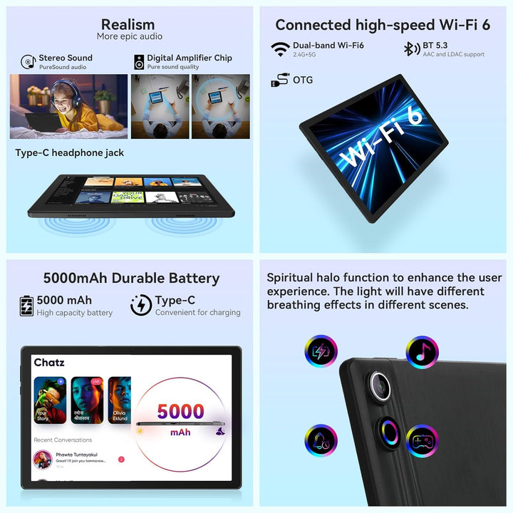 Gleeso Tableta mejorada 2026, tableta Android de 10 pulgadas, Octa-...