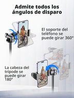 Kaiess Trípode de teléfono de 62 pulgadas y palo para selfie, soporte de luz extensible para fotografía con control remoto inalámbrico, más sólido, portátil, ligero, compatible con teléfonos iPhone