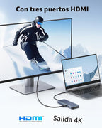 Estación de Acoplamiento USB C Selore con 3 HDMI, Docking Station para Laptop, 3 Monitores