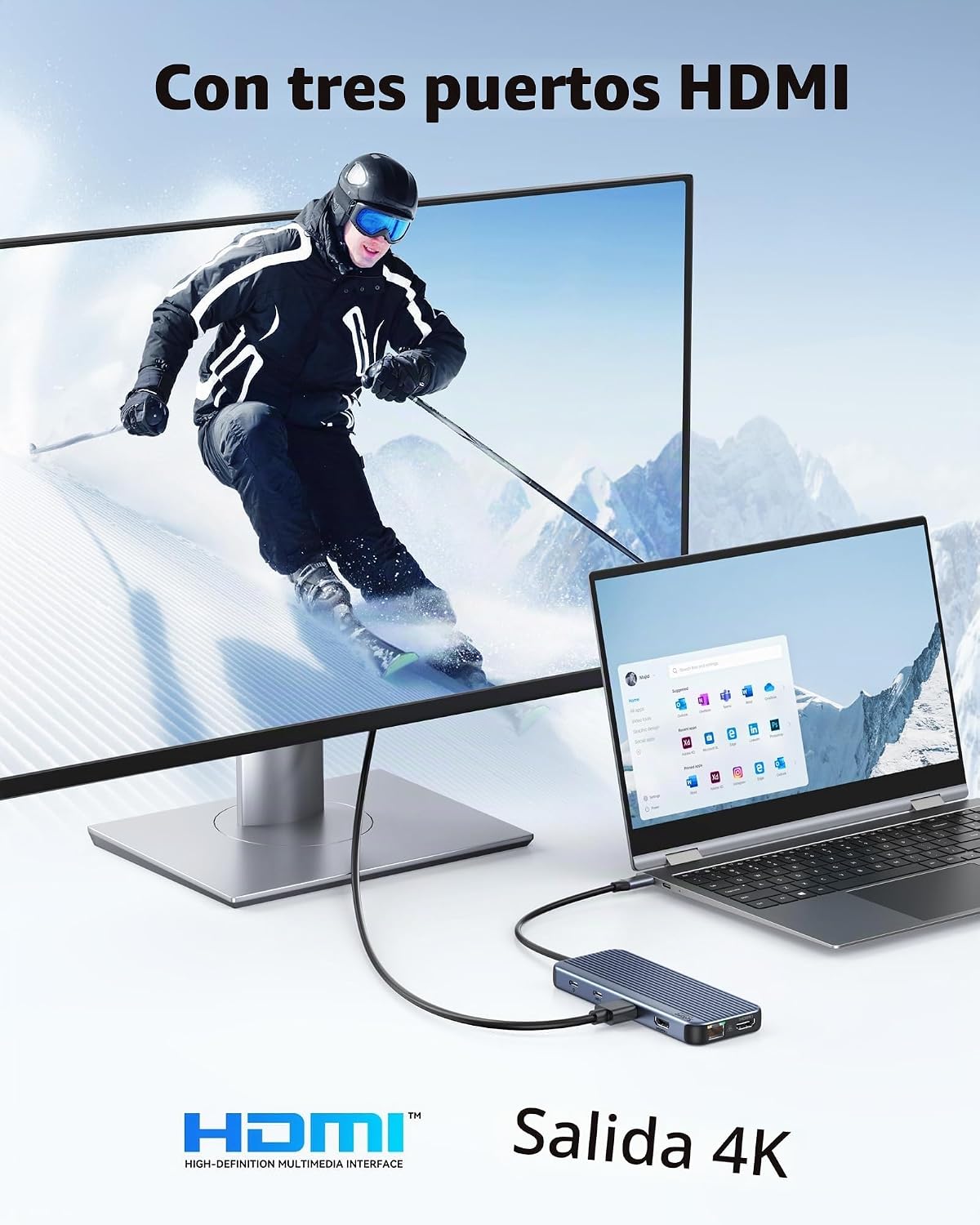Estación de Acoplamiento USB C Selore con 3 HDMI, Docking Station para Laptop, 3 Monitores