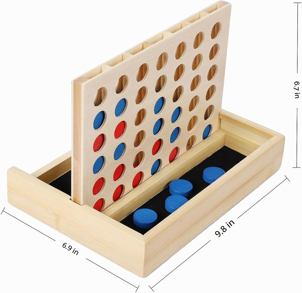 TOWO Juego de madera 4 en una fila, juego de mesa clásico de estrategia
