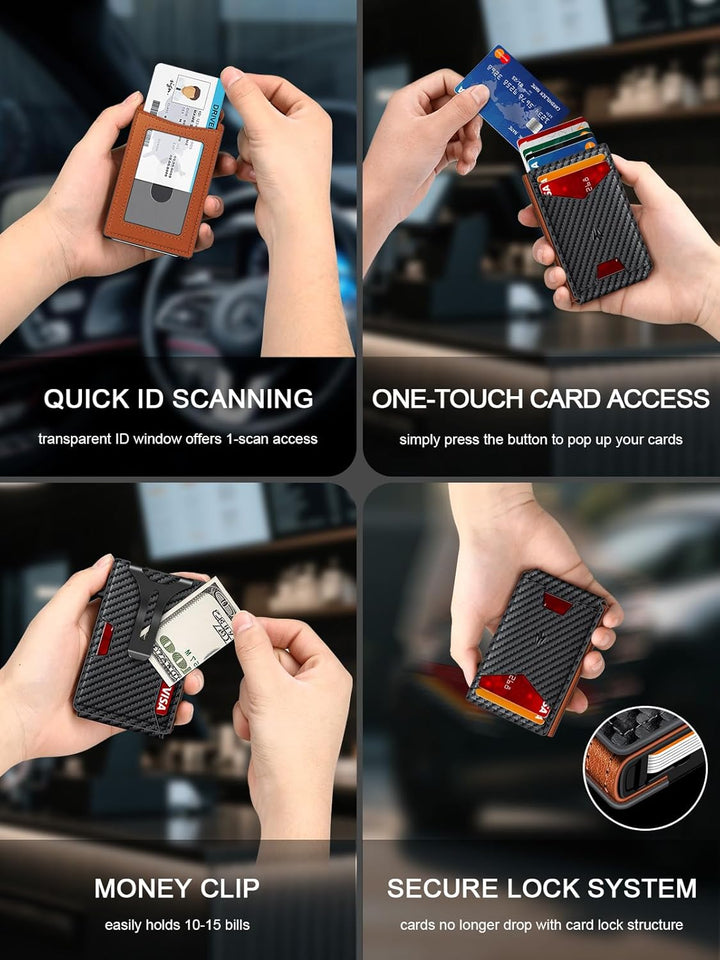 Ruiici Cartera para hombre, delgada y minimalista con clip para din...