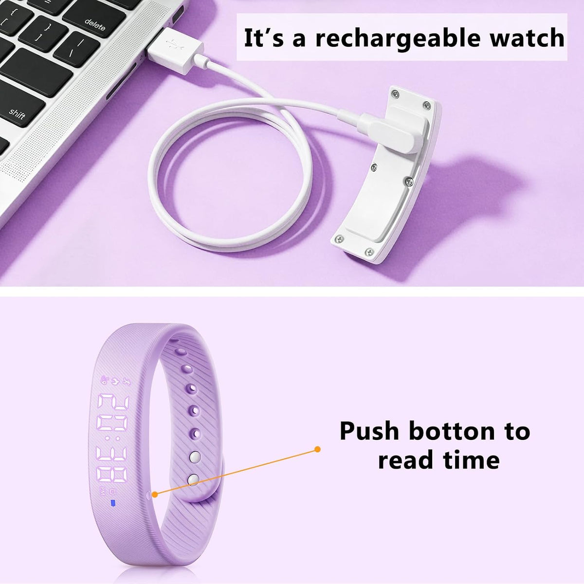 Reloj de seguimiento de actividad física para niños con podómetro, no requiere aplicación, reloj digital deportivo al aire libre para niños y niñas de 5 a 13 años con alarma de vibración