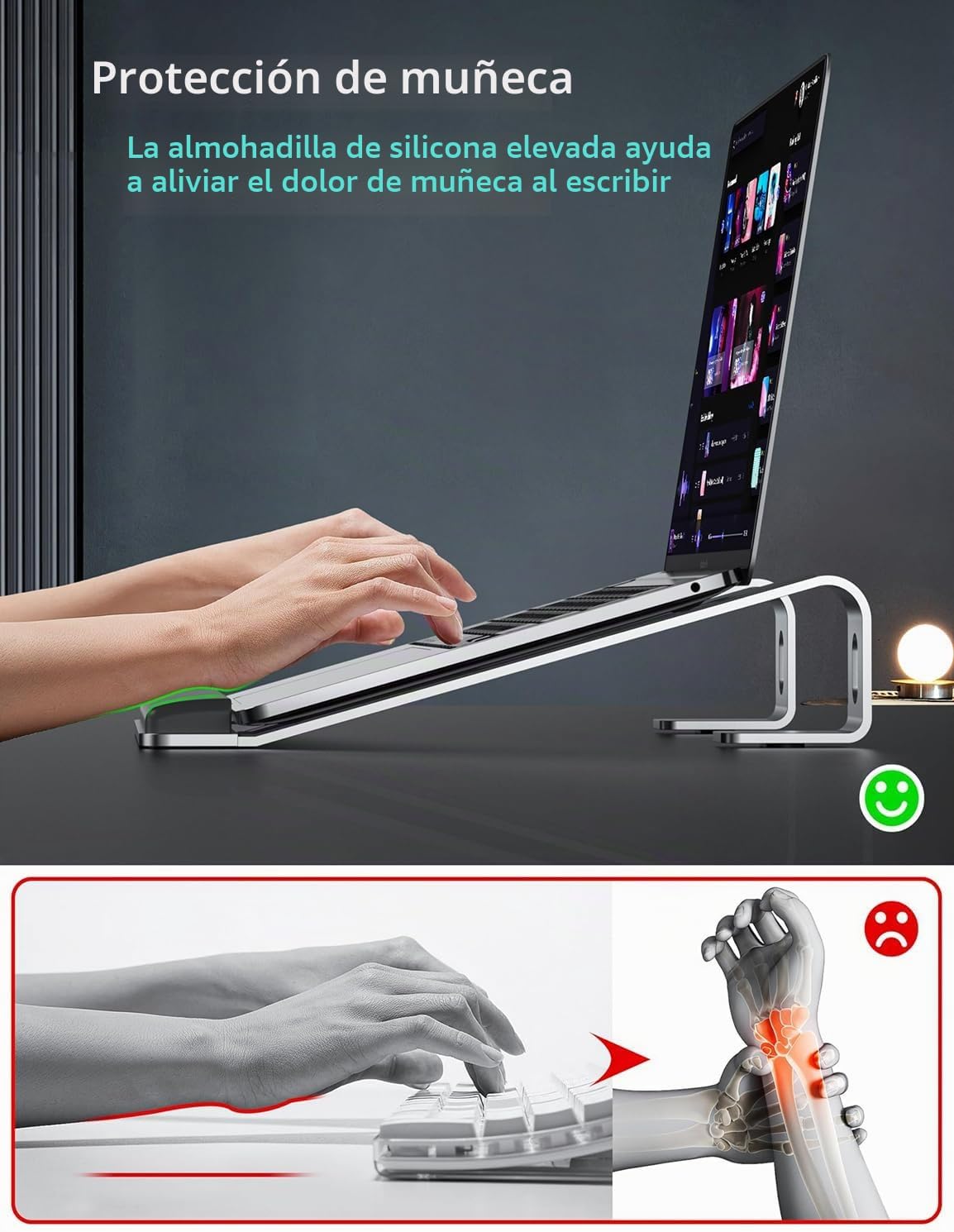 JCZT Soporte de aluminio para laptop, soporte para portátil con rep...