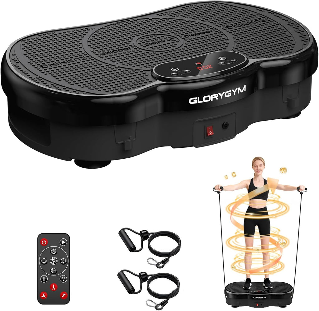 Plataforma de Vibración para Ejercicio para Body Shaker y Pérdida de Peso, Plataforma Vibratoria con Bandas de Resistencia, 120 Niveles de Velocidad, Control Remoto, Entrenamiento de Cuerpo Completo, Equipo Compacto de Gimnasio para el Hogar