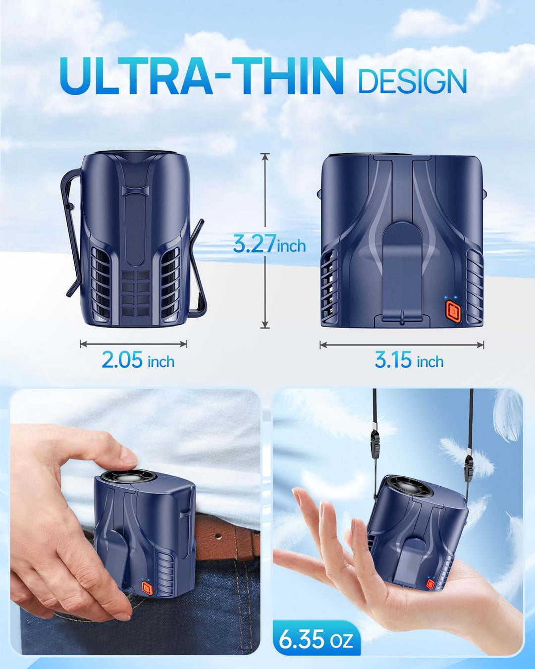DeeKom Ventilador de cintura personal portátil y ventilador de cuel...