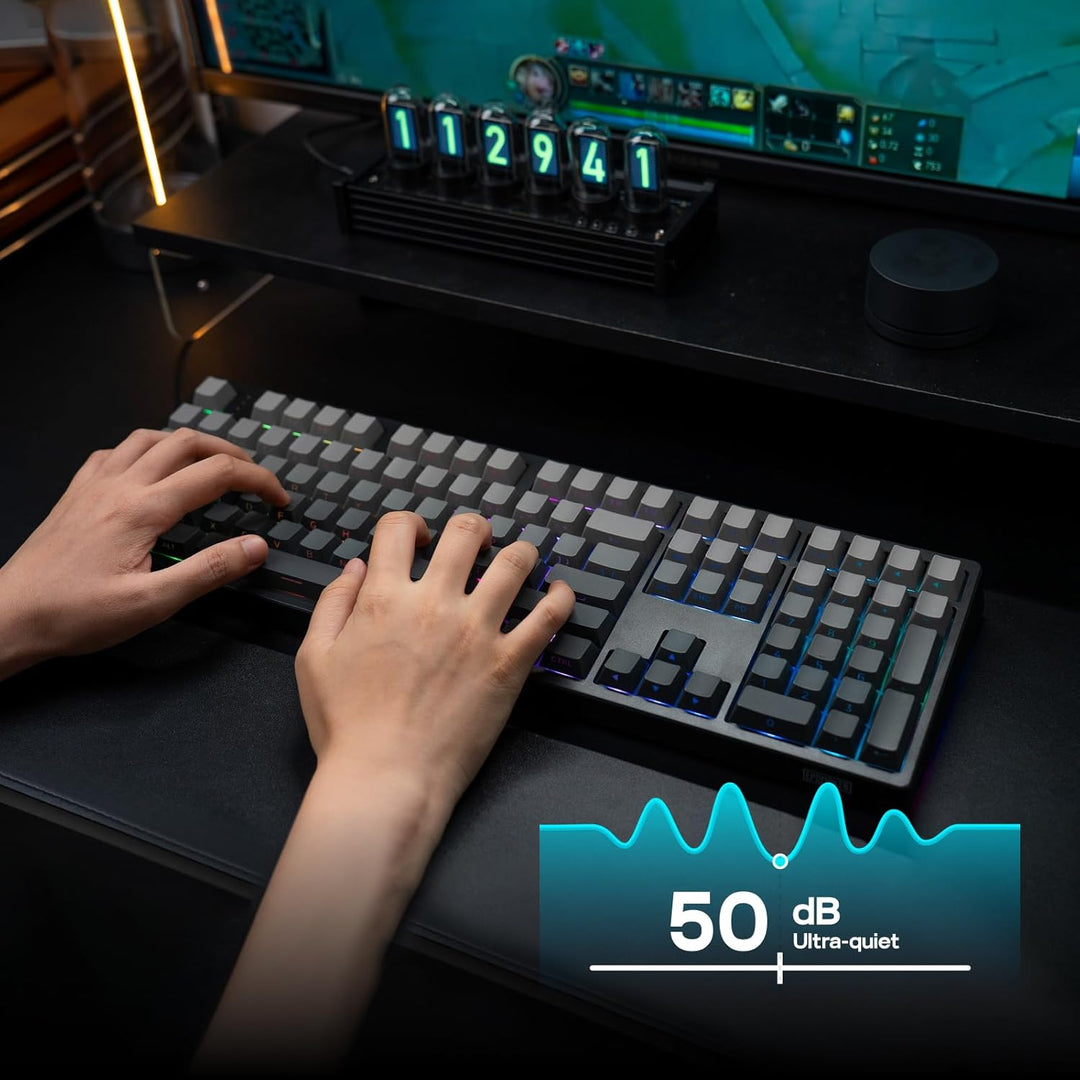 EPOMAKER TH108 Teclado mecánico de tamaño completo, teclado inalámb...