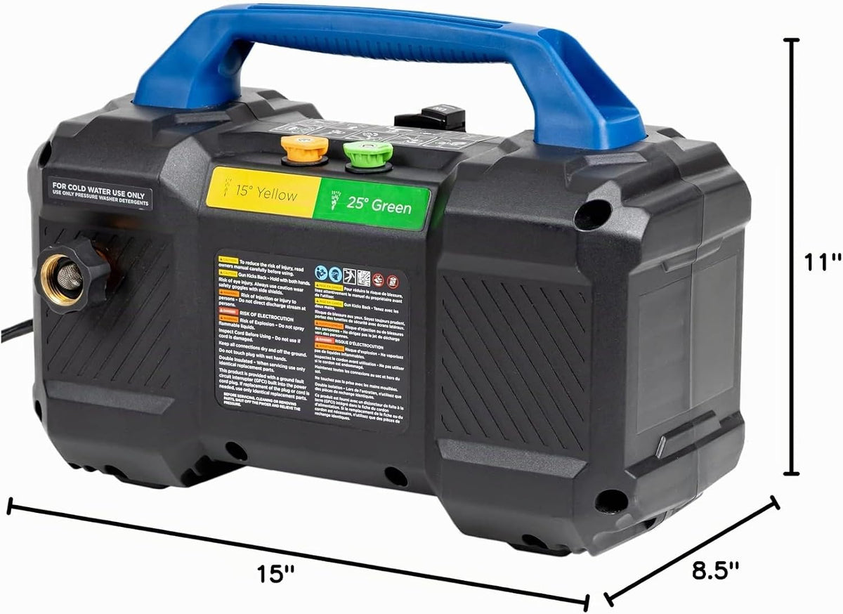 Westinghouse ePX3100v - Lavadora a presión eléctrica, 2100 PSI máximo, 1.76 GPM máximo, asa de transporte incorporada, cañón de espuma desmontable, varita de acero profesional, juego de 3 boquillas