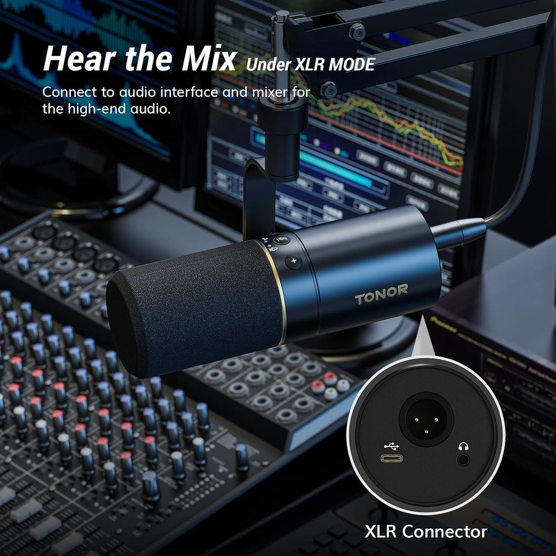TONOR Micrófono dinámico para podcast, micrófono XLR\/USB para podc...