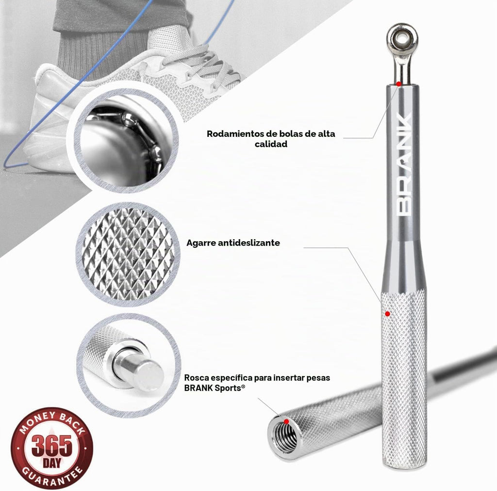 BRANK SPORTS® Juego de cuerda de velocidad con 3 cables de repuesto de acero | Ideal para Crossfit, fitness, boxeo y doble debajo fácil | Cuerdas de salto para fitness mujeres y hombres bolas de