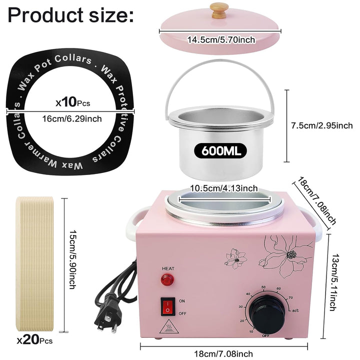 Calentador de cera rosa portátil con temperatura ajustable y varill...