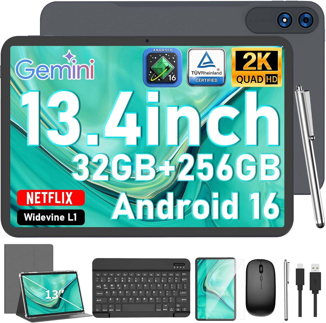 Tableta de 13 pulgadas con teclado, tableta Android 16, expansión d...