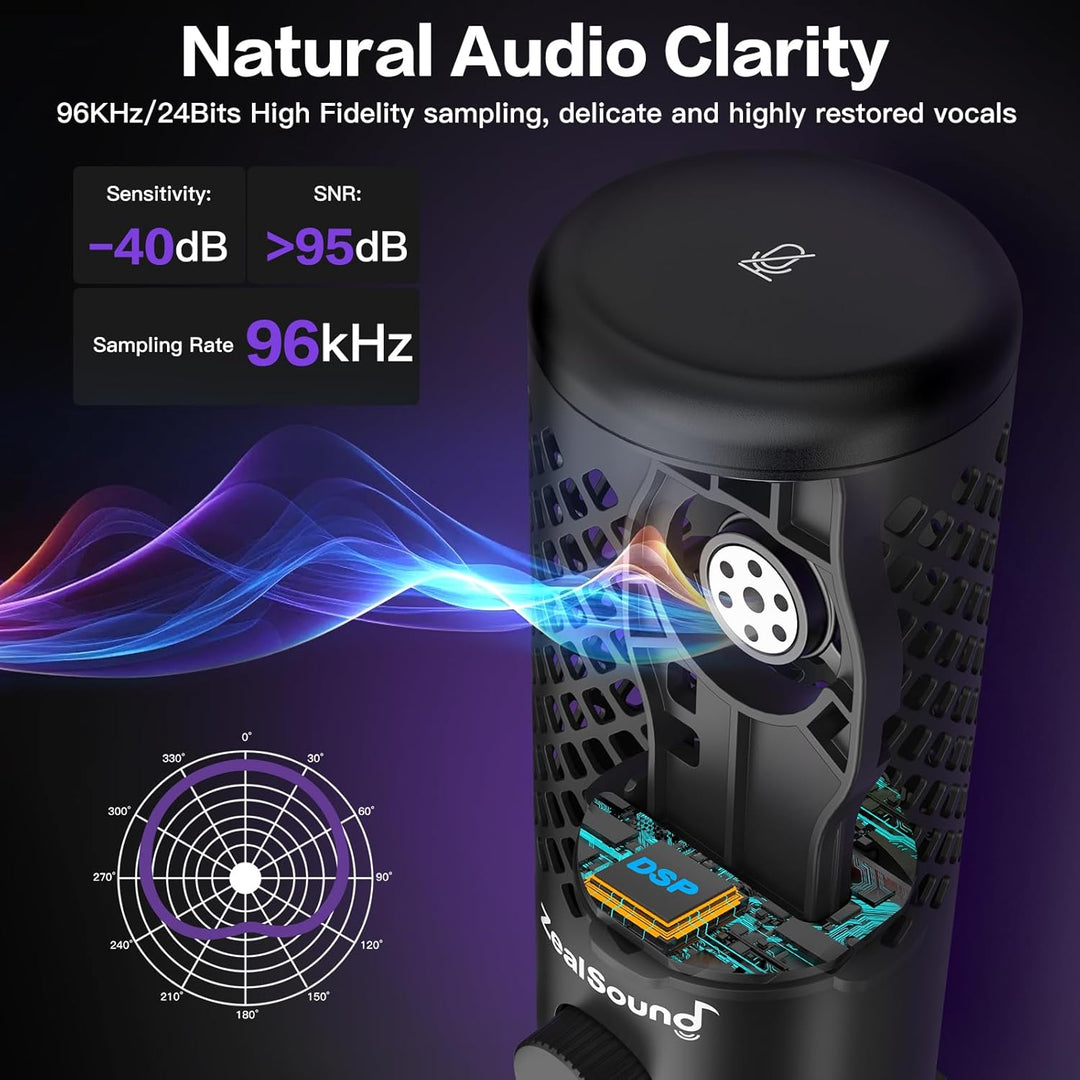 ZealSound Micrófono de podcast para PC\/Mac\/iPhone\/teléfono: micr...
