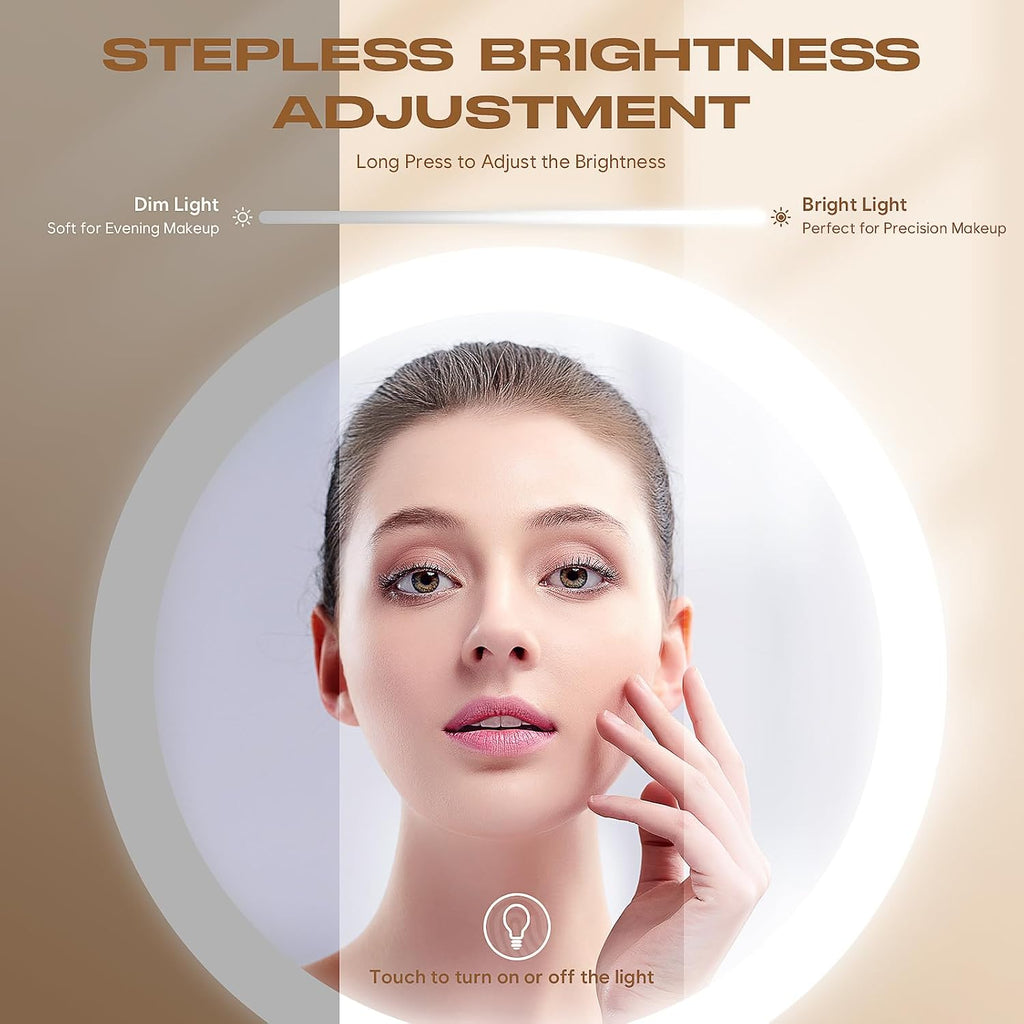 Dienmern Espejo de maquillaje, espejo de tocador recargable 1X/20X con
