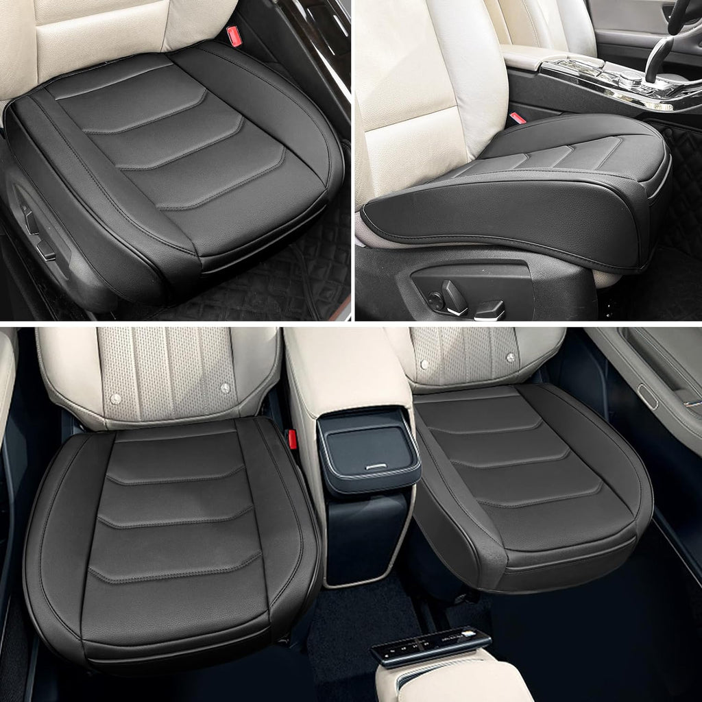 Funda de asiento de automóvil para lujo y comodidad - Cuero PU, antideslizante, protección completa con bolsillo de almacenamiento para cojín inferior - Ajuste universal para el 95% de los