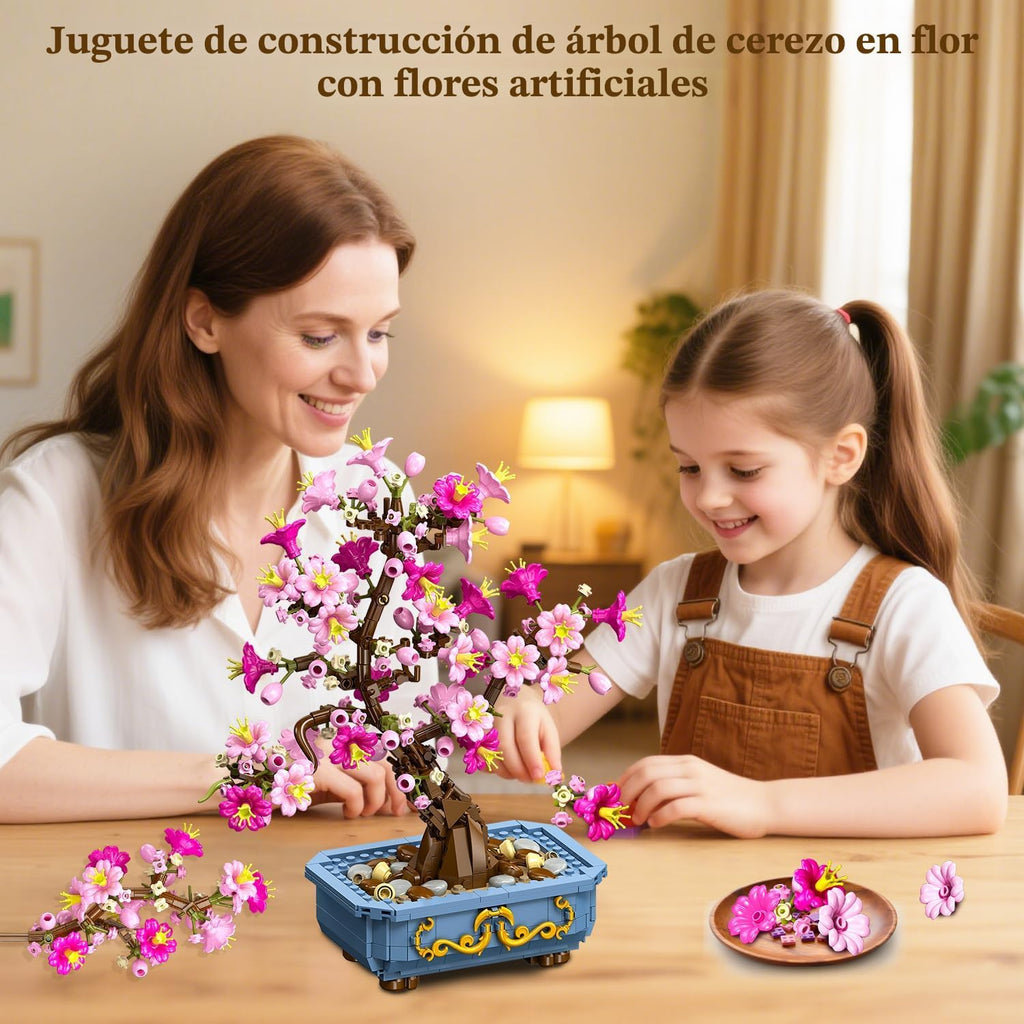 HOGOKIDS Juego de construcción de flor de cerezo 2 en 1 árbol bonsái para 8