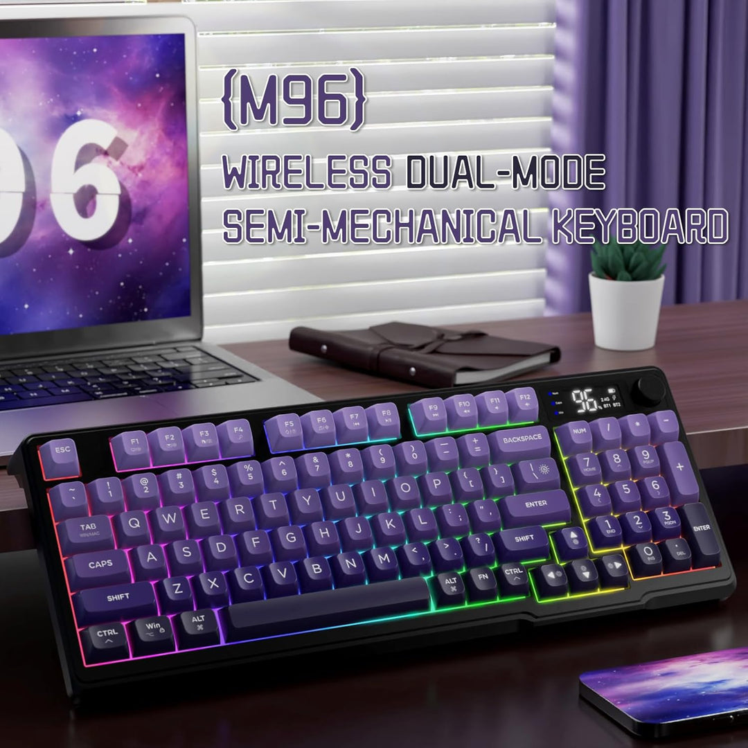 LexonElec M96 - Teclado inalámbrico, perfil bajo, membrana para esc...