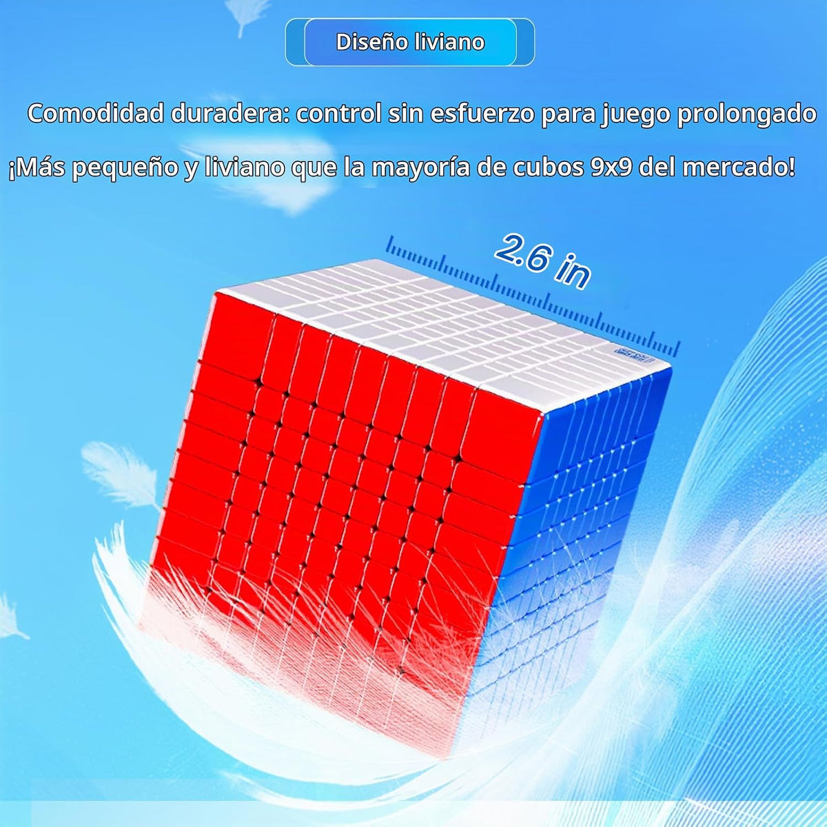 MoYu Cubo de velocidad de 9 x 9 no magnético, cubo grande Meilong V3 sin calcomanías de 2.579 in, cubo de rompecabezas profesional, ligero, capas antidesalineación, ajuste de tensión de bricolaje para