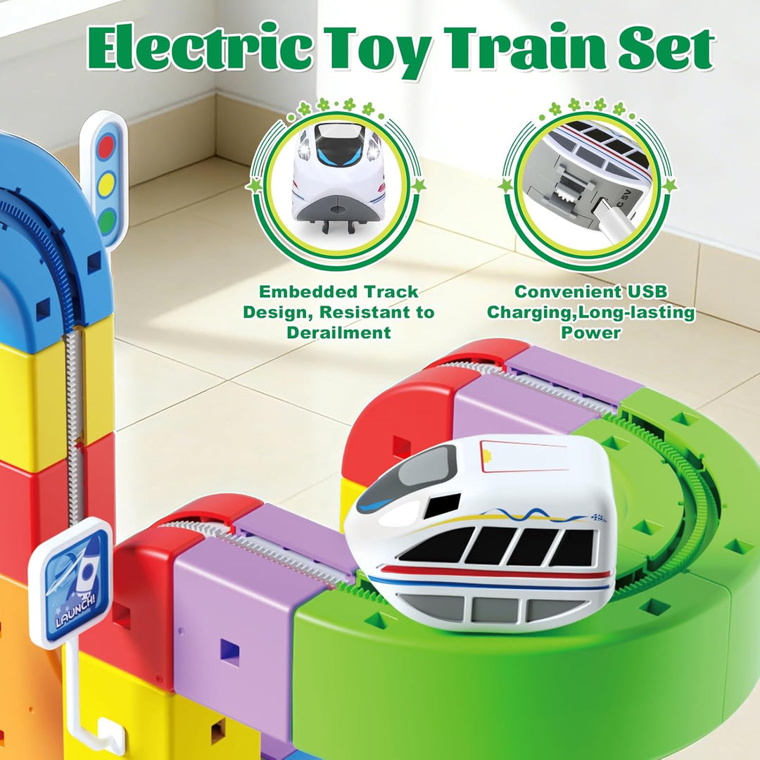 Juego de tren eléctrico pistas desmontables modulares 3D