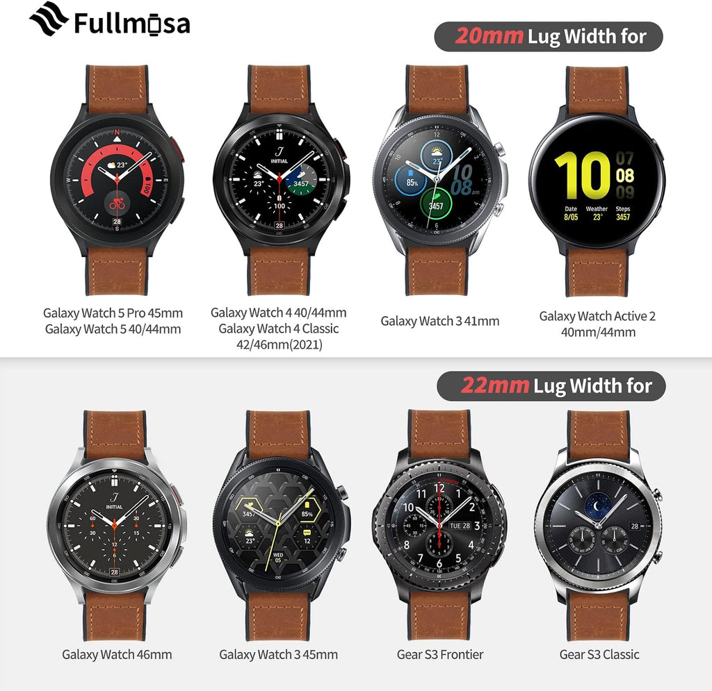 Fullmosa Correa de reloj de cuero de liberación rápida de 0.866 in, correa de reloj negra y acero inoxidable, 0.866 in, hebilla marrón+negra
