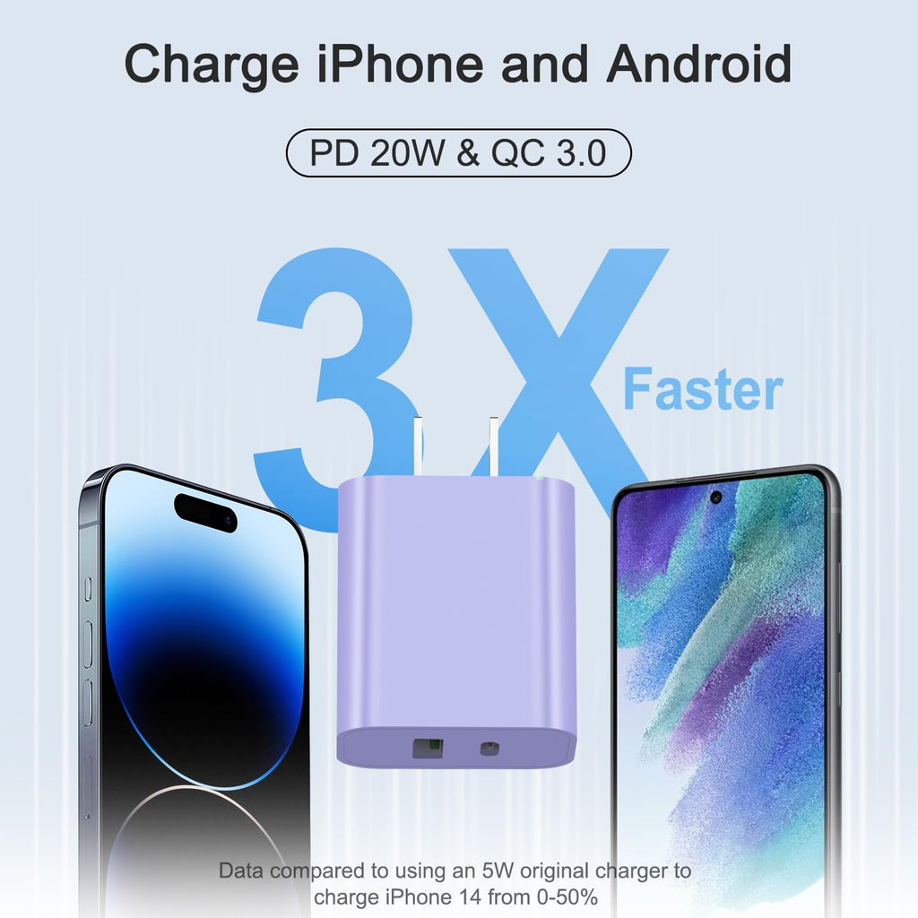 Paquete de 4 cargadores USB C, bloque de carga tipo C, cargador de pared de 20 W, para iPhone Air/17/17 Plus/17 Pro/17 Pro Max/16/16 Plus/16 Pro/16 Pro Max/15/15 Pro/15 Pro Max/14/13/12 Pro/Samsung