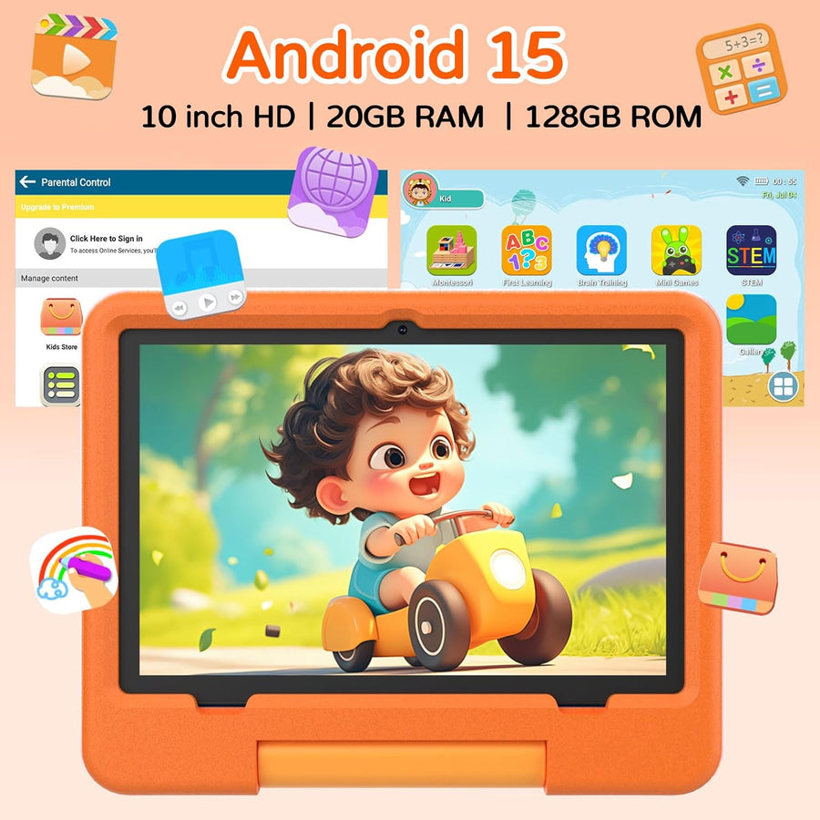 IWEGGO Tablet Android 15 para niños con estuche EVA, tablet de 10 p...