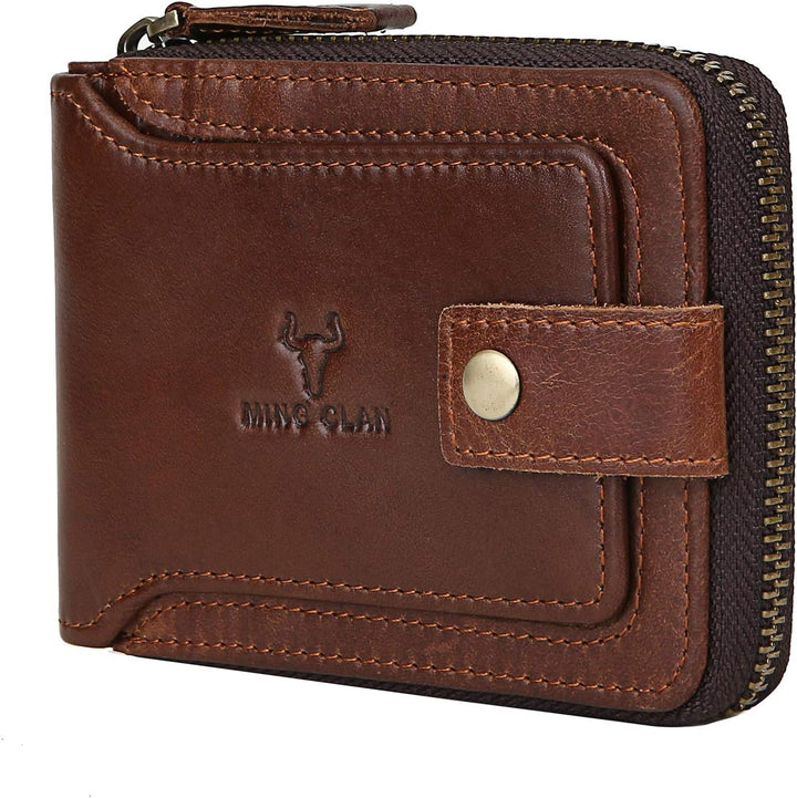 Billetera con cremallera para hombre, con bloqueo RFID, de piel, pl...