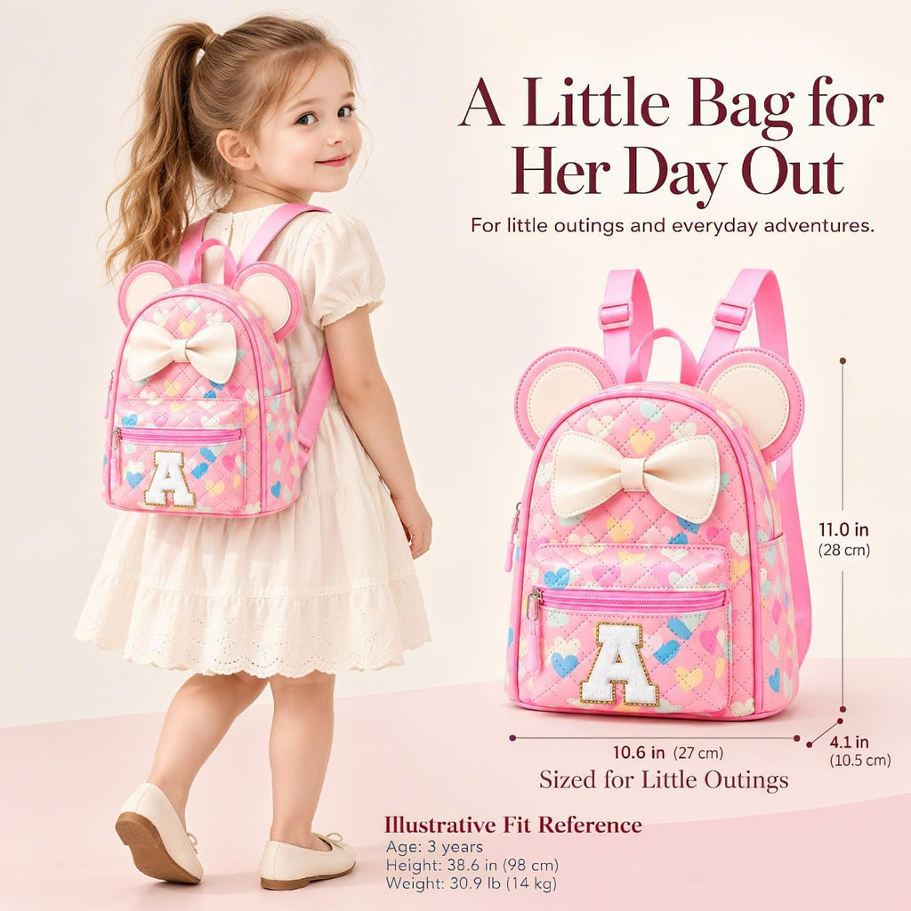 Luvbagg Linda mochila con inicial para niñas, mini bolsa de viaje para