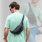 Riñonera de cuero negro para hombres y mujeres, bolsa de cintura de cuero genuino, bolsa de cinturón cruzada con correa ajustable para caminar, senderismo, ciclismo, Moda
