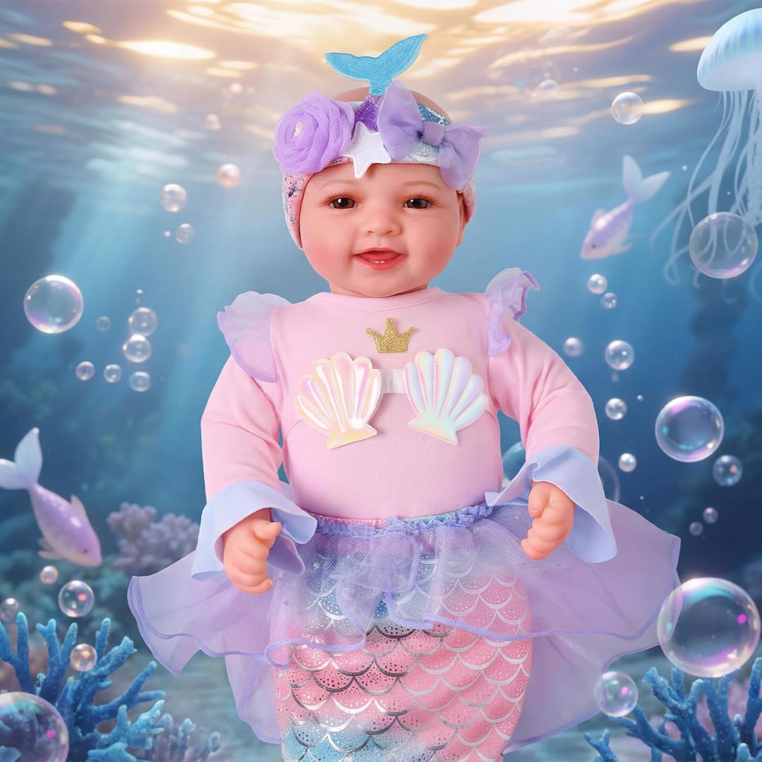 BABESIDE Muñeca de sirena para niñas, muñecas de bebé realistas de...