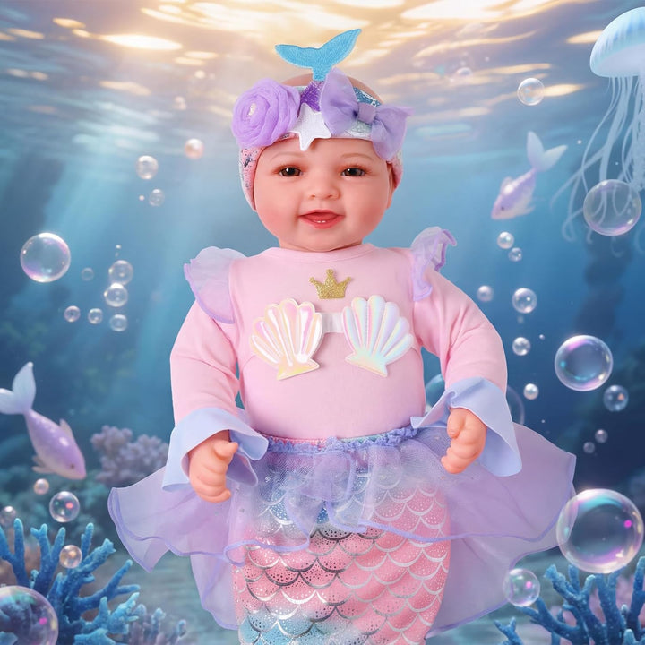 BABESIDE Muñeca de sirena para niñas, muñecas de bebé realistas de...