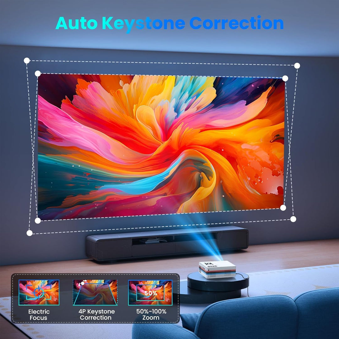 FUDONI Proyector inteligente con WiFi y Bluetooth, nativo 1080P 250...