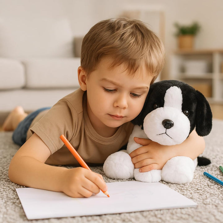 WEIGEDU - Peluche de perro pastor Beagle blanco y negro | Para niño...