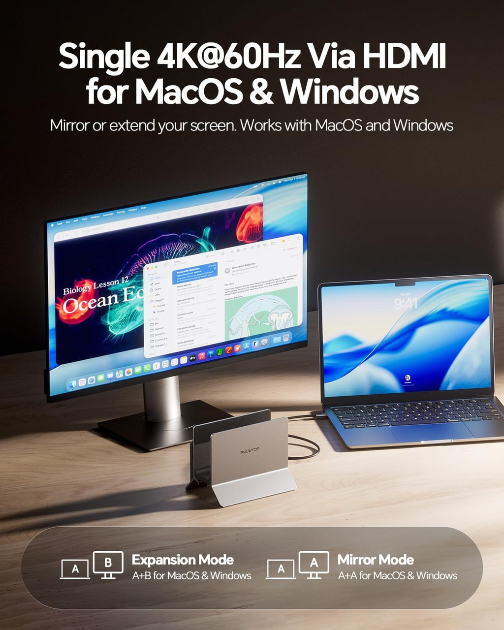 Estación de acoplamiento vertical USB-C 11 en 1 con carcasa SSD NVME M.2
