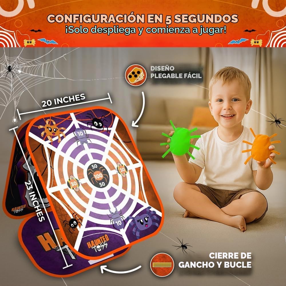 Swooc Games® - Haunted Toss™ | Juegos de Halloween para niños | Juego de lanzamiento de bolsas de frijoles 2 en 1 | Montaje en 5 segundos | Juegos de fiesta de Halloween espeluznantes para niños