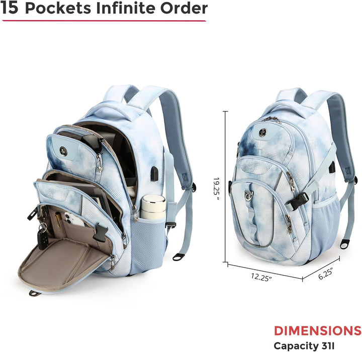 Swissdigital Mochila para laptop con puerto de carga USB, mochila d...