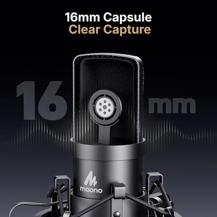 MAONO Micrófono con juego de auriculares de estudio, condensador vo...