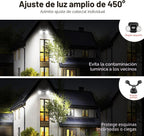 OREiN Luz de seguridad para exteriores con sensor de movimiento, luz LED de doble cabezal ajustable, 3 modos (movimiento/manual/atardecer a amanecer), equivalente a 150 W 5000 K, iluminación exterior impermeable IP65, cableado